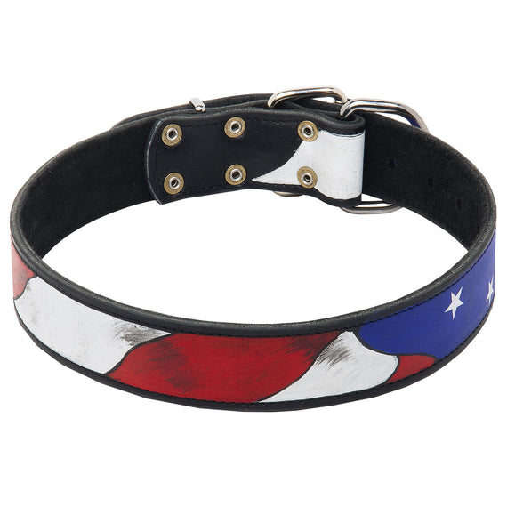 American Pride Leather Hand Painted Dog Collar - DogSports4u