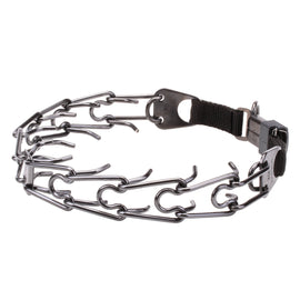 Behavior Control Black Stainless Steel Dog Prong Collar with Click Lock Buckle - DogSports4u