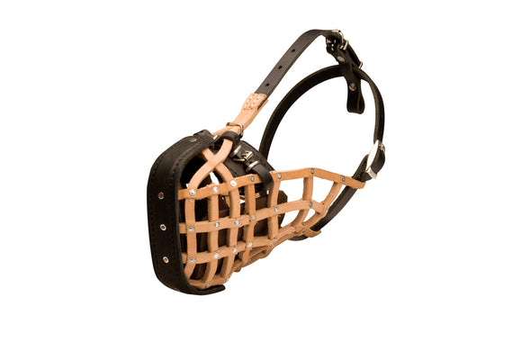 M1 - Police Style Leather Basket Dog Muzzle for Bitework - DogSports4u