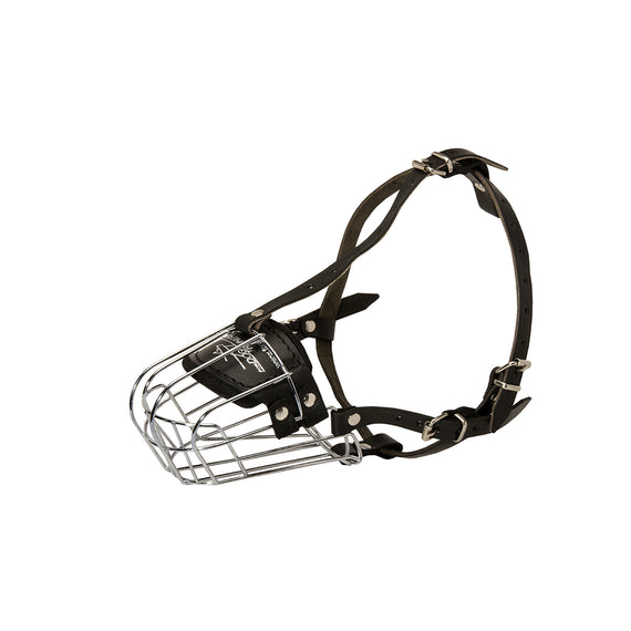 Well-Ventilated Metal Wire Basket Muzzle with Felt Padded Nose - DogSports4u