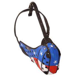 "American Flag" Hand Painted Leather Dog Muzzle - DogSports4u