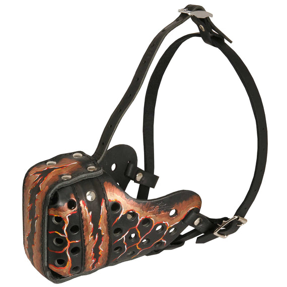 M78 - Painted Leather Dog Muzzle with Perfect Air Flow - DogSports4u