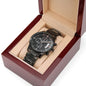 Customized Engraving Black Chronograph Watch